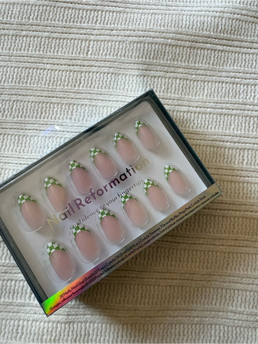 Nail Reformation Green Checkerboard French Press-On Nails